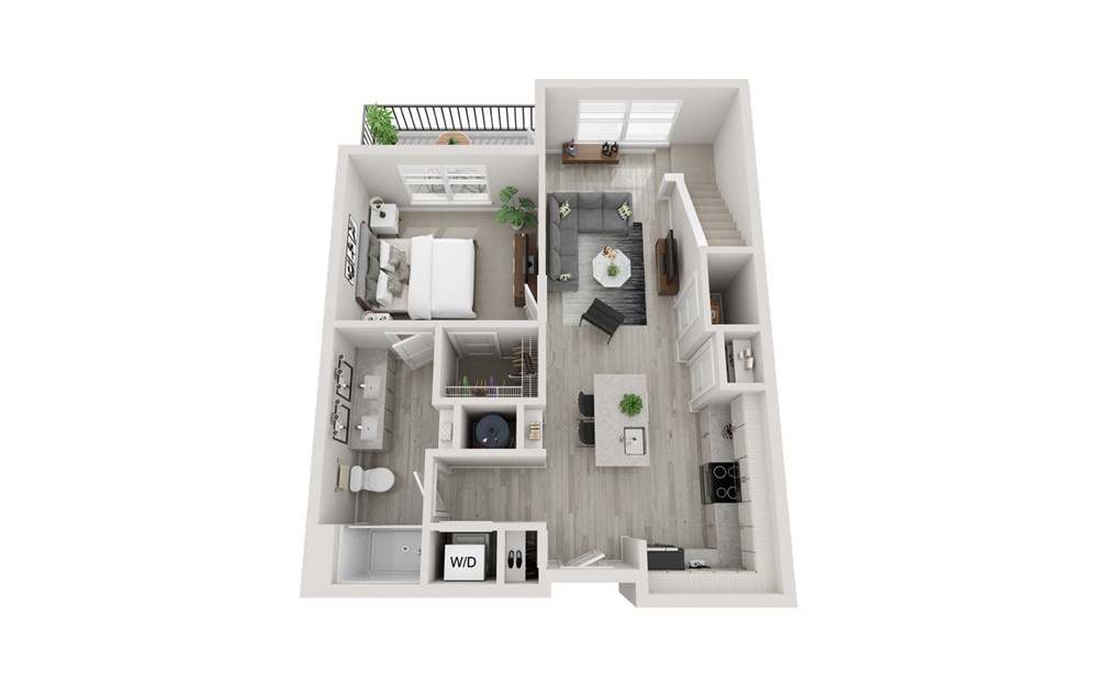 A4L - 1 bedroom floorplan layout with 1 bath and 957 square feet. (Floor 1)