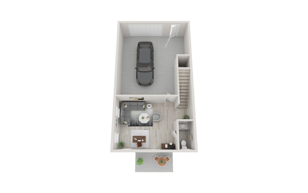 TH1 - 2 bedroom floorplan layout with 2.5 bathrooms and 1713 square feet (Floor 1)