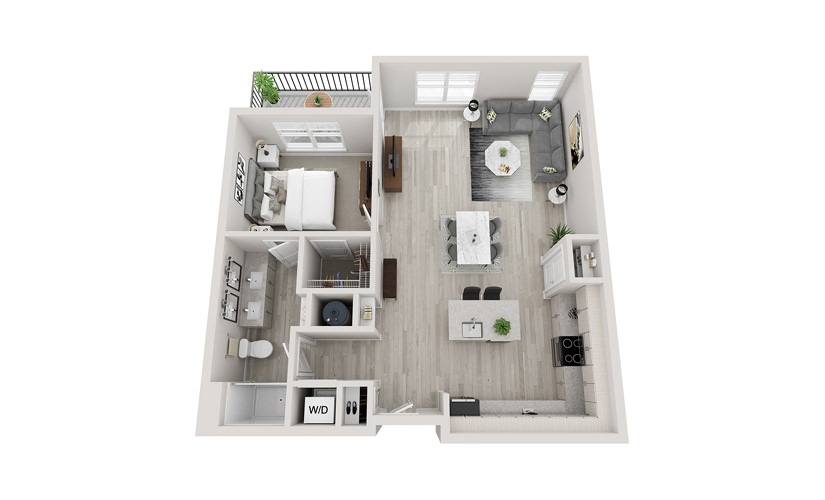A5 - 1 bedroom floorplan layout with 1 bathroom and 959 square feet