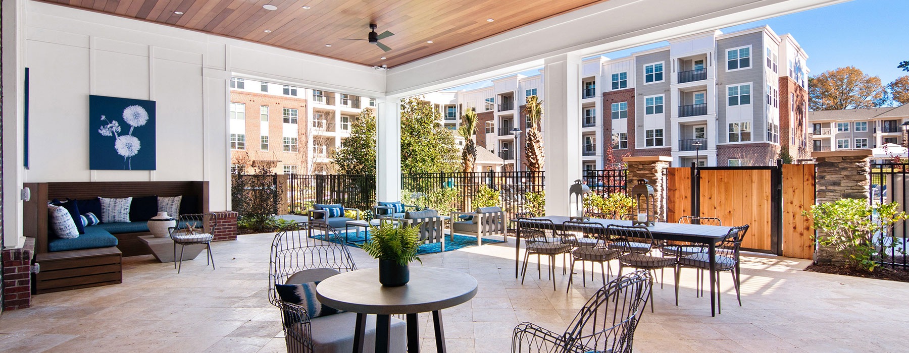 outdoor patio with large seating area